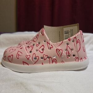 Toms Pink Heart Sneakers with Stretchy Collar